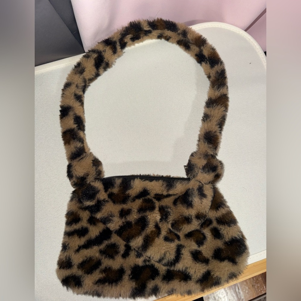 Leopard Print Faux Fur Handbag
